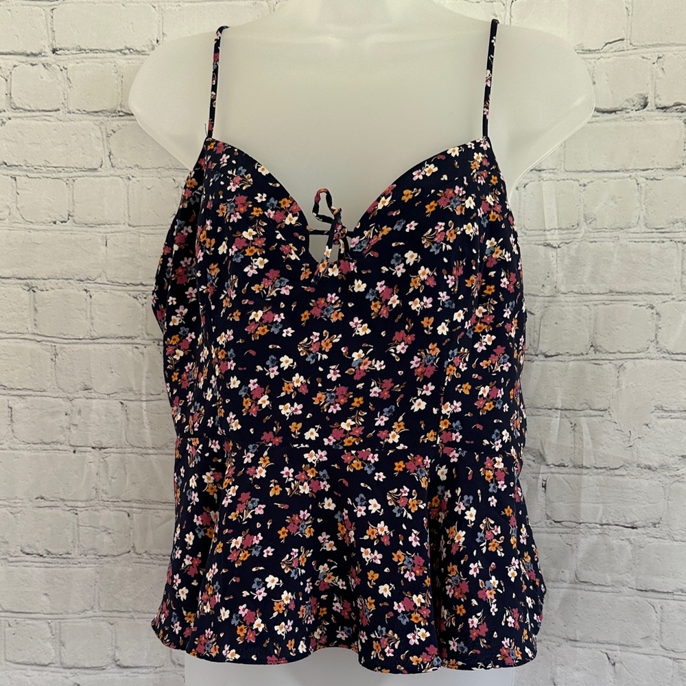 Nine Britton Spaghetti Strap Peplum Top - Navy